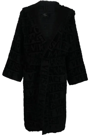 VERSACE Logo-print hooded robe