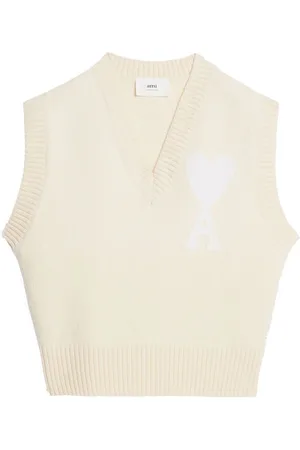 Ami Logo-intarsia knitted vest