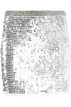 Silver iridescent sequin twist front clearance skirt