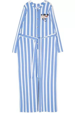 Mini Rodini Girls Jumpsuits - Ritz Ratz print striped jumpsuit