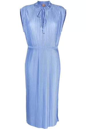 HUGO BOSS Women Midi Dresses - Plissé sleeveless midi dress