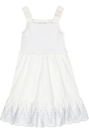 Self-Portrait Embroidered-edge cotton dress