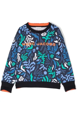 Marc Jacobs Kids logo-embroidered Crew-Neck Sweatshirt - Blue