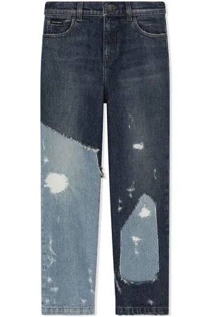 Dolce & Gabbana Patchwork-denim straight-leg jeans