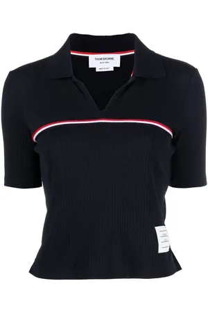 Thom Browne RWB-stripe short-sleeved p??lo shirt