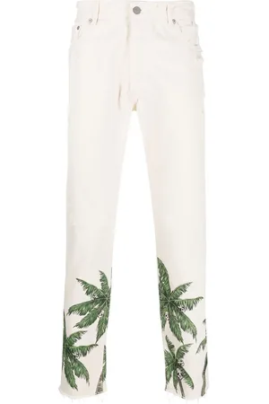 Palm Angels Palm tree-print straight-leg jeans