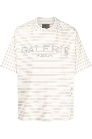 Musium Div. Striped embroidered-logo T-shirt