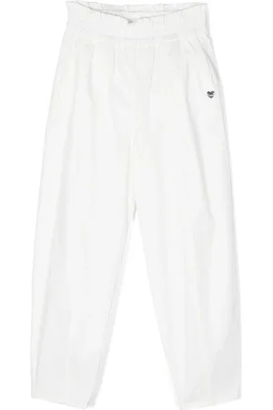 MONNALISA Logo-plaque cotton straight pants