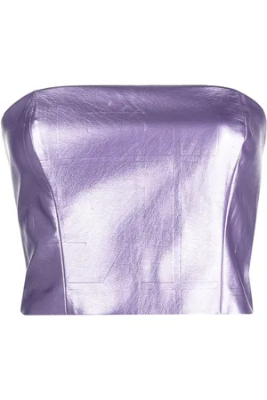 ROTATE Metallic strapless cropped top