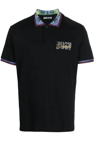 Roberto Cavalli Contrasting-border cotton polo shirt