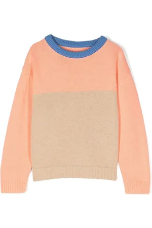 There Was One Kids Colour-block crew-neck jumper