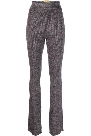 GCDS Lurex-detailing flared knitted trousers