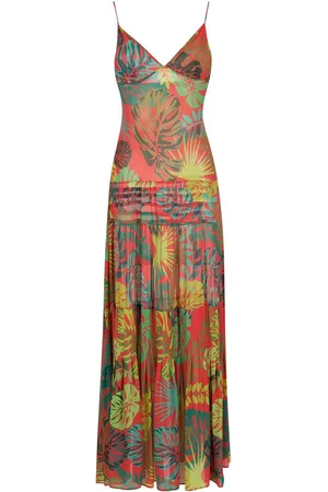AMIR SLAMA Palm leaf print maxi dress