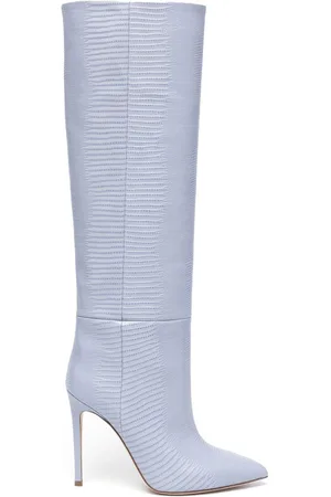 PARIS TEXAS 105mm crocodile-effect knee-high boots