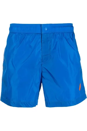 Moncler Logo Patch Swim Shorts in Blue for Men