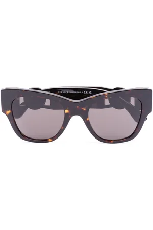 VERSACE Logo-plaque round-frame sunglasses