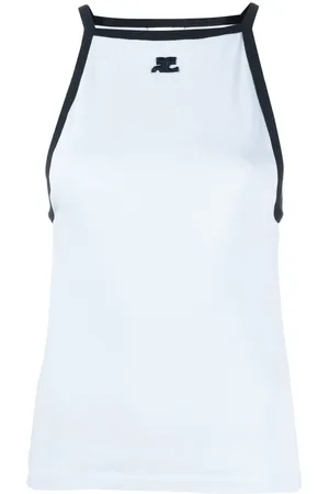 Courrèges Embroidered-logo sleeveless top