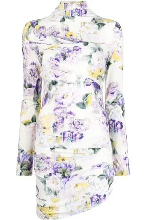 OFF-WHITE Floral-print draped dress
