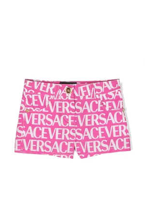 Versace Kids all-over monogram-print shorts - Grey