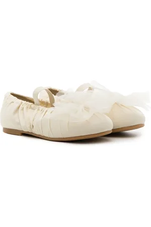 JNBY by JNBY Gathered-detail leather ballerinas