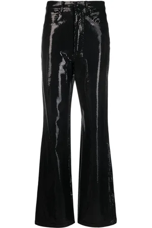ROTATE Foil jersey straight-leg trousers