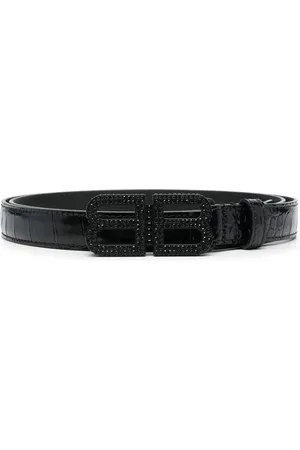 Balenciaga dented logo-buckle belt - Black