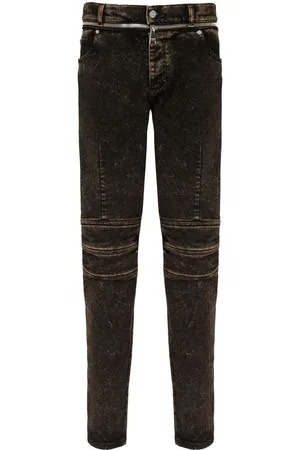 Balmain Men039s Black Distressed Biker Jeans Pants Size 34  eBay
