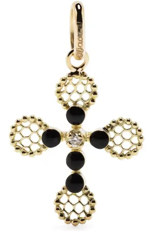GIGI CLOZEAU 18kt yellow Lace Cross diamond pendant