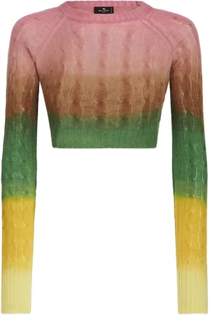 Etro Gradient cable-knit cropped jumper