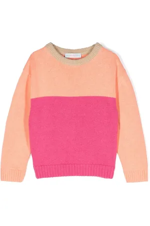 There Was One Kids Colour-block crew-neck jumper