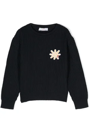 There Was One Kids Sun-patch ribbed crew-neck jumper