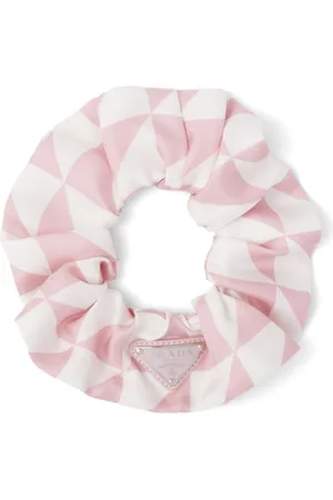 Prada Triangle-logo twill scrunchie