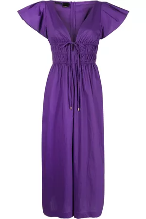 Pinko Women Jumpsuits - V-neck ruched cotton jumpsuit