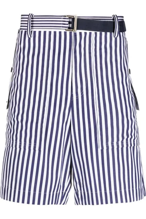SACAI Vertical-stripe print cotton shorts
