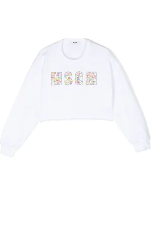 Msgm Floral sequin-embellished crew neck sweatshirt