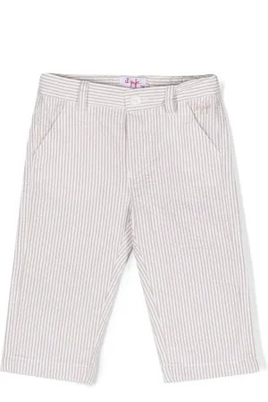 Il gufo Striped embroidered-logo trousers