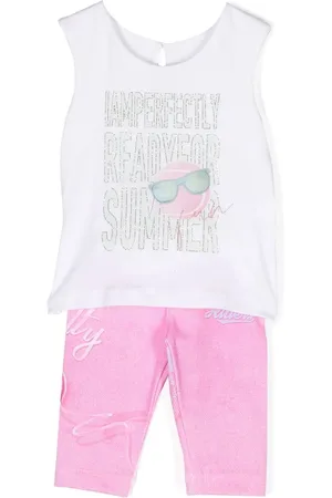 Lapin House Glitter-slogan legging set