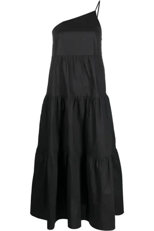 Patrizia Pepe One-shoulder tiered poplin dress