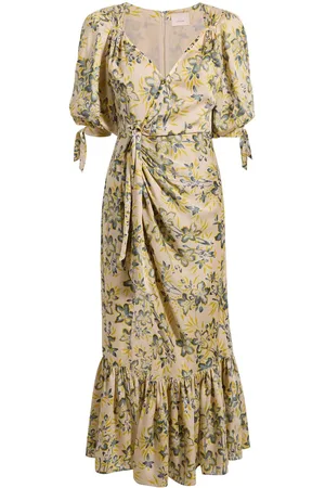 Cinq A Sept Floral-print gathered-waist dress