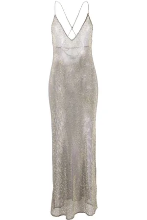 Ganni Embellished mesh midi dress