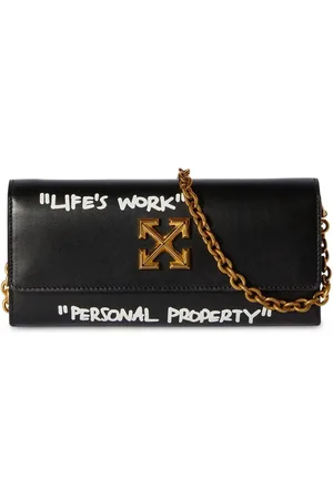 Off-White Jitney Life's Work Quote Leather French Wallet