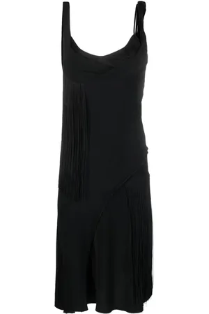 Victoria Beckham Asymmetric fringed slip dress