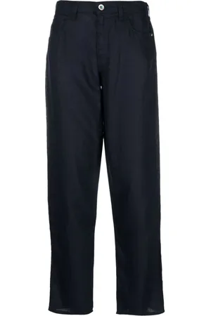 Emporio Armani  White  Blue Linen Trousers  Childrensalon Outlet