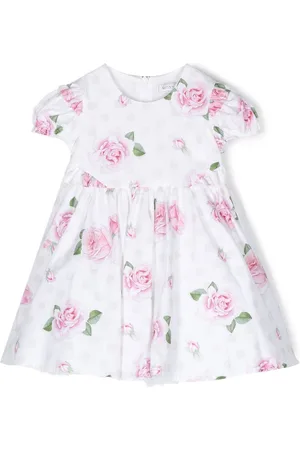 MONNALISA Rose-print cap-sleeved dress
