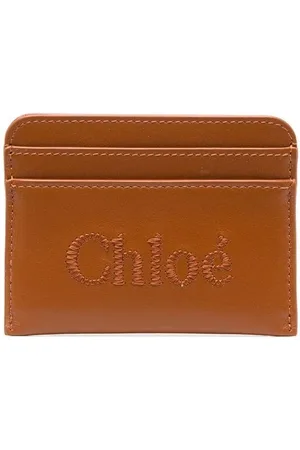 Chloé Embroidered-logo leather cardholder