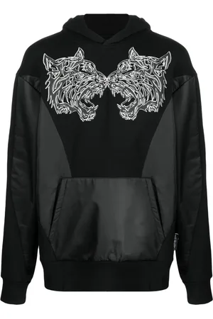 Philipp Plein Tiger-print panelled hoodie