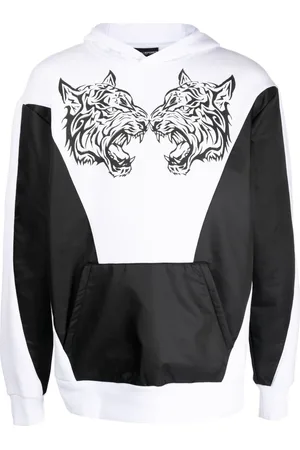 Philipp Plein Tiger-print panelled hoodie