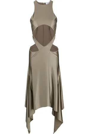 The Attico Draped-hem cut-out midi dress