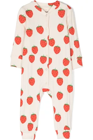 Mini Rodini Strawberry-print ribbed jumpsuit