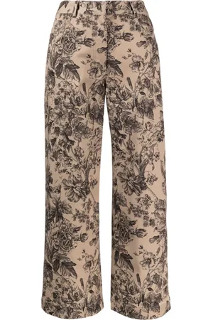 Floral Casual Wide Leg Long Harem Pants High Waist Loose Elastic Waist Palazzo  Trousers Plus Size New beach pants ( US 2-16)